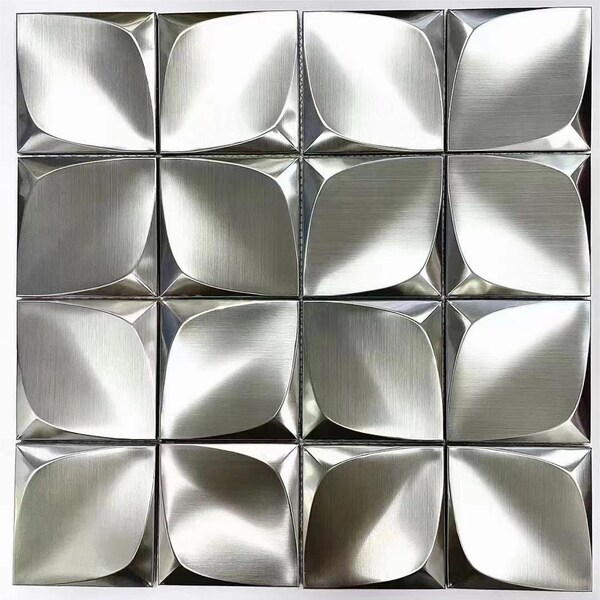 3D Silver Metallic Geometal Floret Stainless Steel Mosaic Kitchen Backsplash Wall Tile SMMT03093