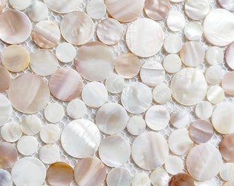 Random Penny Round Mother of Pearl Shell Mosaic Tile Backsplash MOP0937