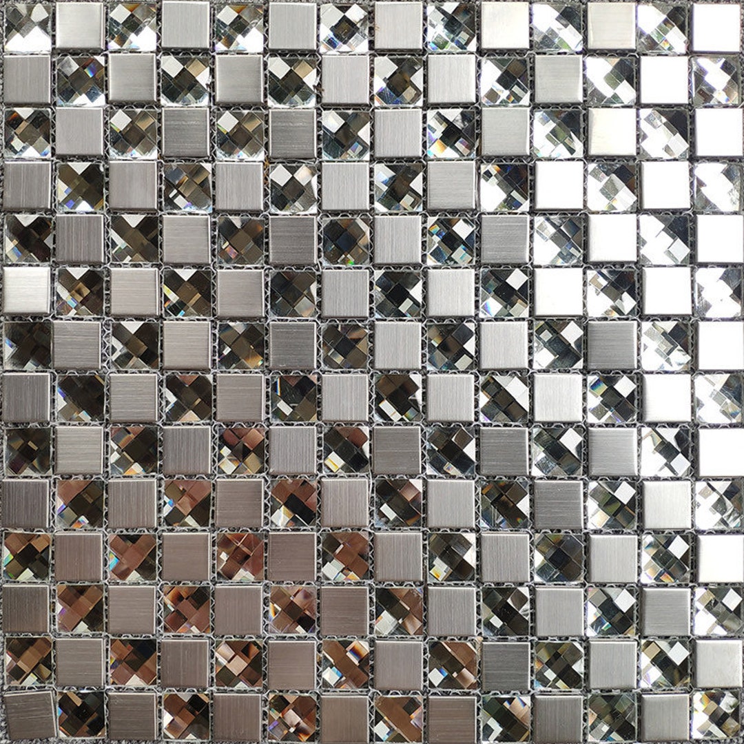 Silver Mirror Glass Subway Tile Kicthen Backsplash