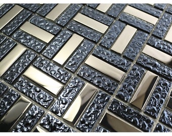 Electroplated silver glass mosaic JMFGT086 silver black blue glass mosaic bathroom wall tiles kitchen mosaic backsplash tile