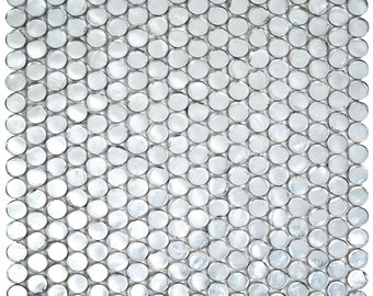 Glass Silver Penny Round Mosaic Kitchen Bathroom Wall Tile Backsplash CGMT12321