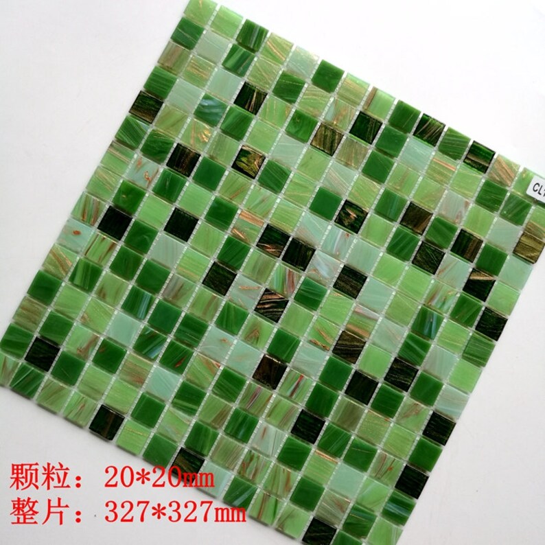 Stained Green Glass Mosaic Tile Backsplash CGMT017 Kitchen Etsy