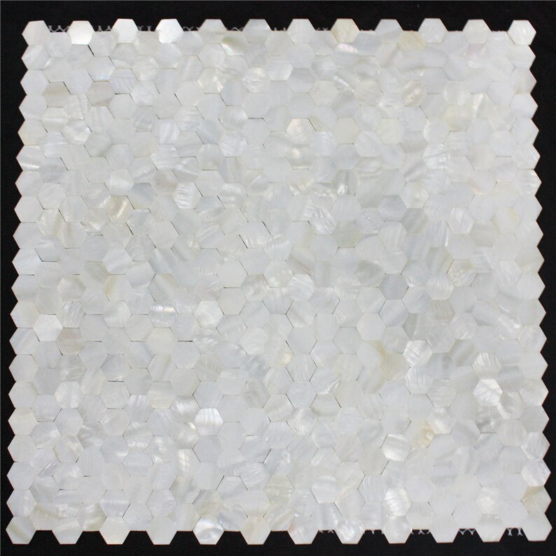 Hexagon Groutless Mother of Pearl Tile Seamless Pearl Shell Mosaic