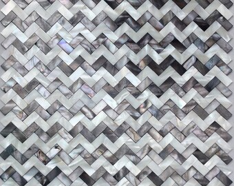 Black mix White Seamless Herringbone Mother of pearl tile backsplash MOP19009 herringbone shell mosaic kitchen bathroom wall tile