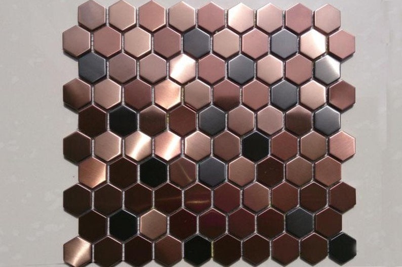 Hexagon Metal Mosaic Wall Tiles Backsplash SMMT055 Copper Etsy