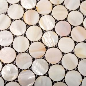 Penny Round Shell Mosaic Kitchen Backsplash MOP018 Handmade Bathroom Wall Tile zdjęcie 2
