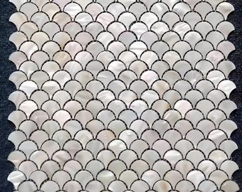 Pure White Fish Scale Shell Mosaic Mother of Pearl Wall Backsplash Tile MOP19101