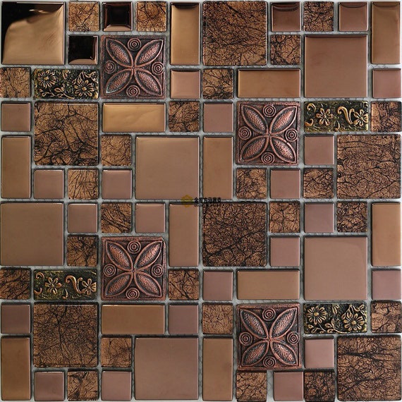 Glass tile Brown glass mosaic tiles crystal glass tile