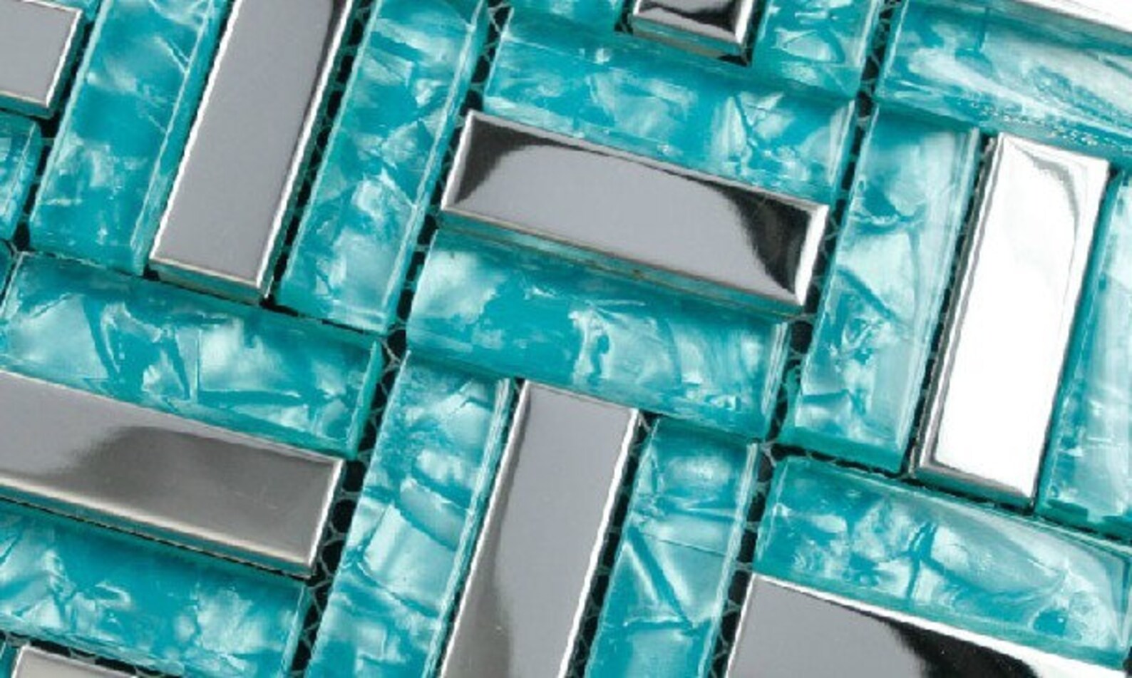 33 Sheets Blue Glass Mosaic Silver Metal Tile Backsplash Etsy
