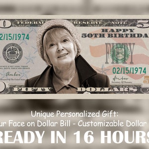 Customized Your Face on Money Print Personalized Currency Art, 50 Dollar bill image 1