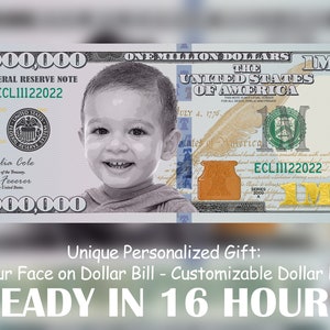 Your Face on Money, Game Money, Million dollar bill, Party Money, Custom Money, Play Money, Custom Dollar Bill, Personalized dollar