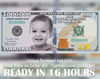 Your Face on Money, Game Money, Million dollar bill, Party Money, Custom Money, Play Money, Custom Dollar Bill, Personalized dollar