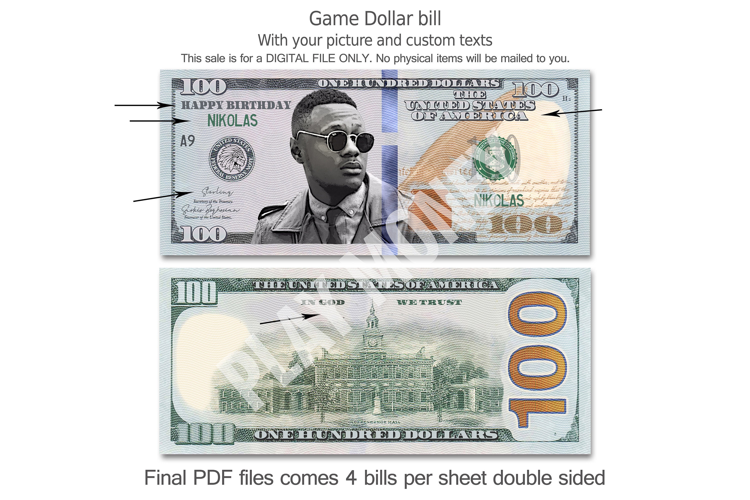 Hundred Dollar Bill Coloring Pages - Il Fullxfull.3813572450 2t5u