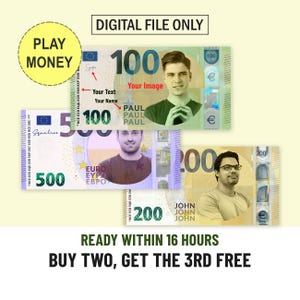 Prop Money Realistic Custom Face, Euro Banknote Funny Gift, Personalized Euro, Digital Euro Notes, Digital Download
