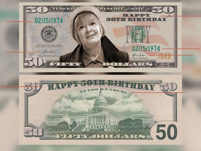 Customized Your Face on Money Print Personalized Currency Art, 50 Dollar bill image 2