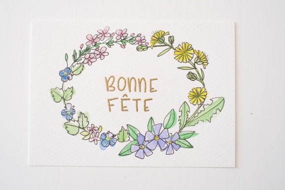 Carte De Souhait Bonne Fete Fleurs Des Champs Etsy Carte De Souhait Bonne Fete Fleurs Des Champs Etsy