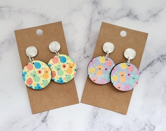 Disney Inspired Easter Earrings / Mickey Easter Earrings / Spring Earrings / Peeps / Lightweight Wood Earrings / Gifts Under 15