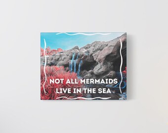 Canvas Wall Art, Mermaid Decor, Little Mermaid Inspired, Ocean Theme Room Decor, Matte Stretched Canvas Print, 25 Inch