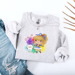 Rainbow Brite and Twink Inspired Sweatshirt For Women / 80&#39;s Vintage Cartoon Sweatshirt / Retro Sweater / Gift For Her Under 45