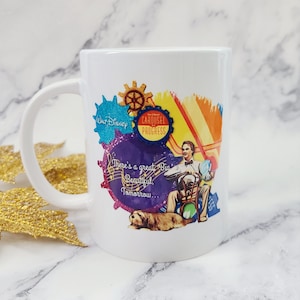 May include: White ceramic mug featuring a colorful graphic design from Walt Disney's Carousel of Progress. The design includes a man, a dog, and the text "There's a great Big Beautiful Tomorrow..."