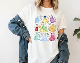 Princess Dress T Shirt / Disney Inspired Matching Vacation Shirts / Belle Ariel Elsa Princess Snow White Cinderella Shirt