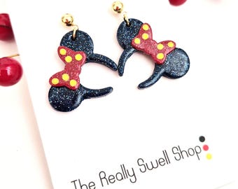 Mickey Balloon Earrings / Cute Mickey Earrings / Snow White Princess Parks Earrings / Clay Jewelry / Gift For Her / Main St USA /