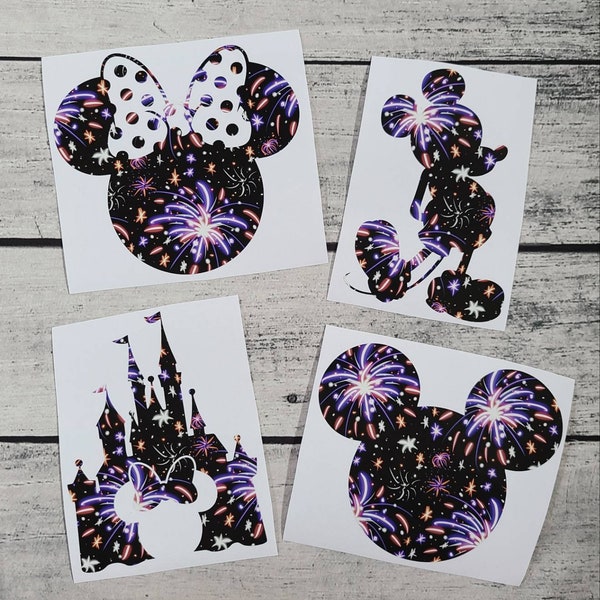 Disney Decals / Disney Fireworks Sticker / Laptop Sticker / Pattern Vinyl Car Decal / Mickey Decal / Minnie Decal / Disney Castle Sticker