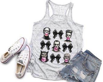 Universal Monsters Inspired Racerback Tank Top / Frankenstein Shirt / Dracula / Vacation Tank Top / Gift For Her Under 25 / Florida Vacation