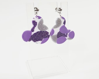 Mickey Earrings Purple and Silver / Disney Inspired Earrings / Mickey Vacation Earrings / Polymer Clay Earrings / Gift For Her Under 20