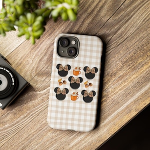 Custodia per telefono personalizzata Minnie con tema zucca autunnale, custodia per iPhone Minnie ispirata a Disney, cover per telefono autunnale, cover per telefono di Halloween, zucca