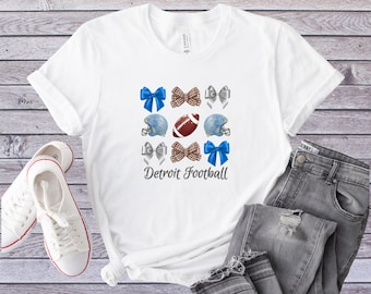 Detroit Football T Shirt / Lions Fan Shirt / Coquette Bow Shirt For Women/ One Pride / Unisex Adult Shirt / Gift For Her Under 25 / Grit