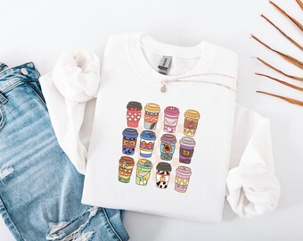 Disney Inspired Coffee Lover Sweatshirt For Women / Disney Character Inspired Sweatshirt / I Love Coffee Sweatshirt/ Gift For Her Under 45 /