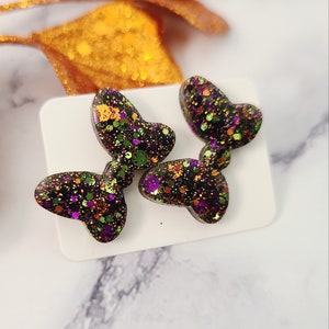 Mickey Earrings / Halloween Glitter Earrings / Boo To You Inspired Earrings / Not So Scary / Disney Inspired Earrings / Gift Under 15