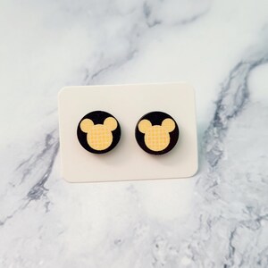 Mickey Waffle Character Meal Earrings / Wood Earrings / Vacation Earrings / Breakfast With Mickey Earrings / Disney Inspired Earrings /