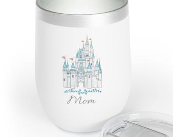 Personalized Castle Tumbler: Engraved Stainless Steel Wine Glass, Mom Gift