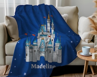 Manta de terciopelo con diseño de castillo de princesa, manta mágica personalizada de cuento de hadas, regalo para niñas, decoración acogedora para el dormitorio, manta infantil, personalizada