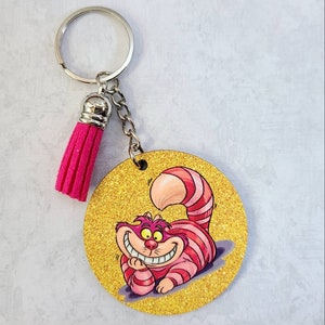 Cheshire Cat Inspired Keychain / Disney Inspired Keychain / Alice in Wonderland / We&#39;re All Mad Here / Gift Under 15 / Purse Charm