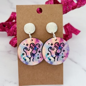 Mickey Balloon Earrings / Disney Inspired Earrings / Parks Earrings / Wood Earrings / Lightweight / Gifts Under 15 / Colorful Jewelry /