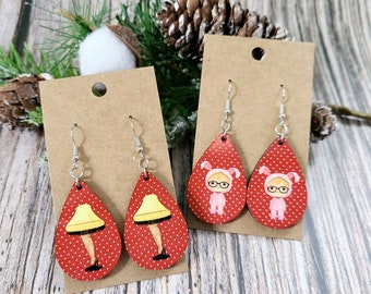 Christmas Story Earrings / Christmas Movie / You'll Shoot Your Eye Out / Leg Lamp Earrings / Stocking Stuffer / White Elephant Gift