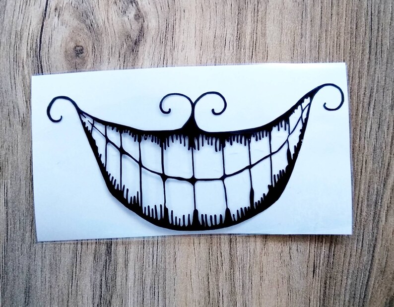 cheshire cat smile iron on decal for face mask face mask etsy