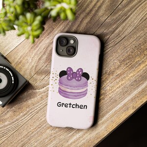 Personalized Minnie Macaron Tough Case, Cute Phone Protector, Girly iPhone Cover, Pretty Cellphone Shell, Gift For Her, Samsung Galaxy
