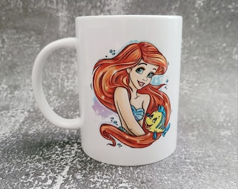 The Little Mermaid Inspired Coffee Mug / Disney Inspired Mug / Ariel Mug / Dishwasher Safe / Red Mug / Gift Under 25 / Mermaid Fan Gift