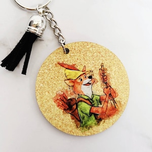Robin Hood Keychain / Disney Inspired Keychain / Maid Marian / Bag Charm / Purse Charm / Gift Under 15 / Robin Hood Charm / Wood Keychain