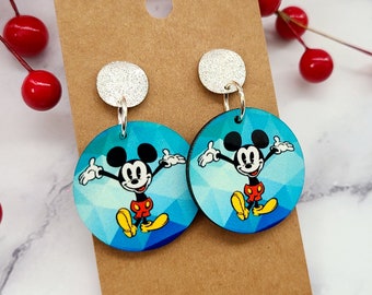 Mickey Earrings / Disney Inspired Earrings / Mickey and Minnie / Runaway Railway / Gifts Under 15 / Wood Earrings / Lightweight Earrings