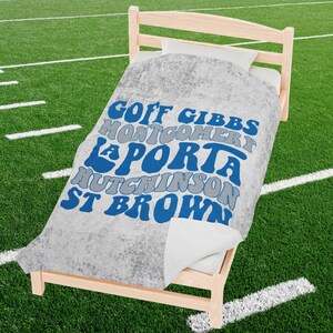 Detroit Football Players Plush Blanket, Sports Blanket, Lions Fan Gift, Football Team Decor, Cozy Blanket