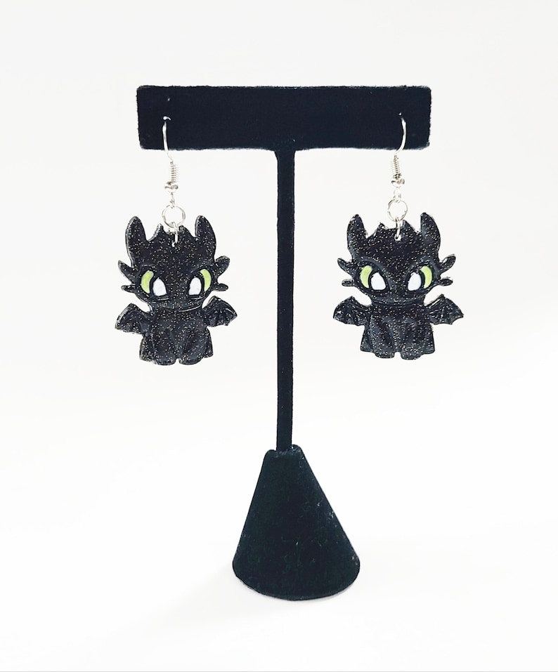 Toothless Inspired Dragon Earrings / Clay Dragon Earrings For Vacation / Lightweight Earrings / Gift For Her image 5