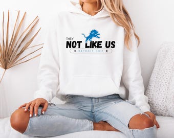 Cozy Oversized Detroit Football Hoodie For Her / Cute Lions Football Sweatshirt For Women / They Not Like Us Sweatshirt / Gift For Her