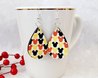 Mickey Earrings / Disney Inspired Earrings / Gift For Her / Wood Earrings / Lightweight Earrings / Mickey Inspired Jewelry / Vacation