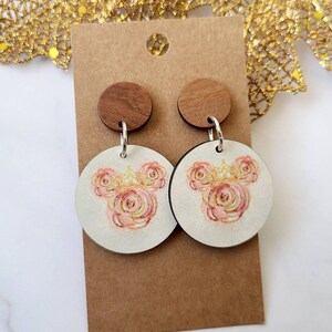 Disney Inspired Earrings / Minnie Mouse Inspired Earrings / Lightweight Wood Earrings / Princess Earrings / Gifts Under 15 / Cute Earrings