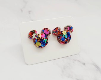 Encanto Inspired Earrings / Disney Inspired Earrings / Mickey Dangle Earrings / Glitter Resin Jewelry / Gift For Her / Gift Under 15